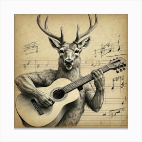 Deer Playing Guitar 1 Canvas Print