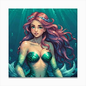 Pixel Mermaid 1 Canvas Print
