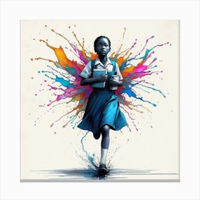 African Girl Running Canvas Print