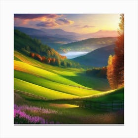 Sunset In The Countryside Canvas Print