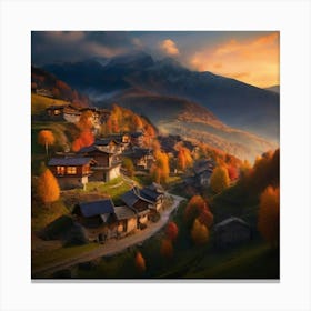 Village At Sunset 1 Canvas Print