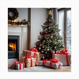 Christmas Tree In The Living Room 2 Canvas Print