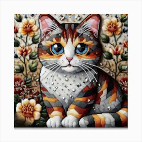 Cat With Flowers 3 Canvas Print