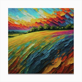 Sunset In The Field Canvas Print