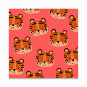 Tiger Pattern Pink Square Canvas Print