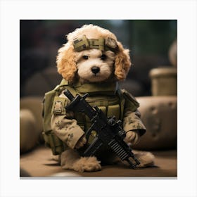 puppy dog Soldier Canvas Print