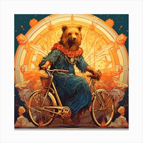 Bear On A Bike 2 Canvas Print