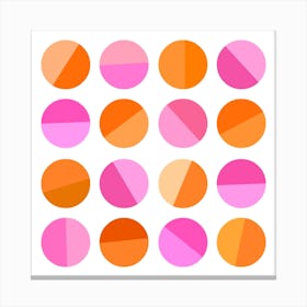 Pink And Orange Circles Dots Abstract Canvas Print