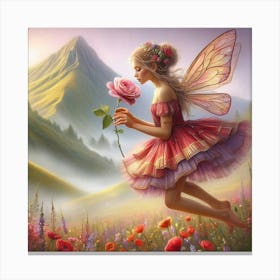 The Fairy And A Juliet Rose 1 Canvas Print