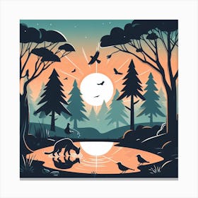 Sunset In The Forest Canvas Print