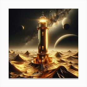 Lighthouse In Space Canvas Print