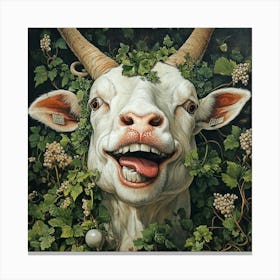 The Crazy Goat With Grapes Canvas Print