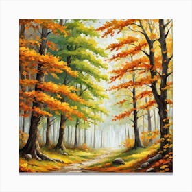 Forest In Autumn In Minimalist Style Square Composition 1 Canvas Print