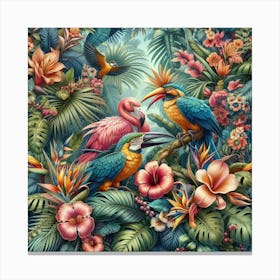 Parrot seamless pattern art 3 Canvas Print