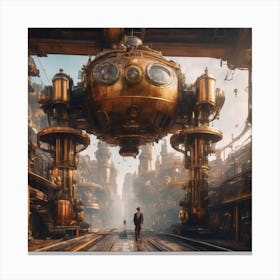 Steampunk meets artificial intelligence: A retro-futuristic world Canvas Print