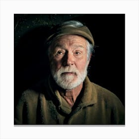 Firefly Portrait, Male, Old Miner, Coal Shaft, Dirty Face, Dark, Night, Rugged, Weathered, Expressiv (1) Canvas Print