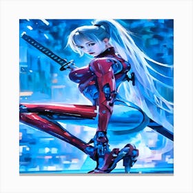 Anime Girl Holding Sword-Drucke 07.12.2024--a5084 Canvas Print