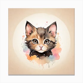 Watercolor Kitten Portrait Canvas Print