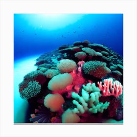 An Ethereal Underwater Realm Where Vibrant Coral Reefs Teem With Kaleidoscopic Fish And The Light (3) Canvas Print