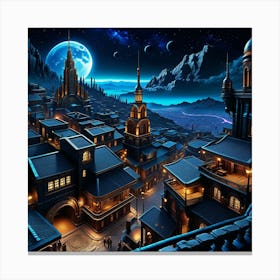 Fantasy City At Night 10 Canvas Print