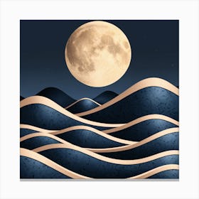 Moon And Waves 37 Canvas Print