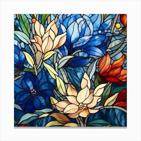 Stained Glass Window,Floral Stained Glass Digital Papers Canvas Print