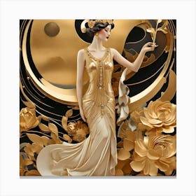 A Beautiful Woman Blow The Dust Off A Moon Like Flower Canvas Print