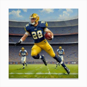 Spotlight Play Football Player Charging Forward Canvas Print