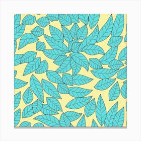 Leaves Dried Leaves Stamping Blue Yellow Canvas Print