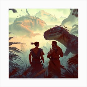 Dinosaurs In The Jungle 1 Canvas Print