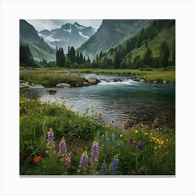 Wildflowers In The Alps Canvas Print