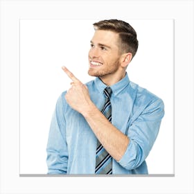 Happy Businessman Pointing Finger Canvas Print