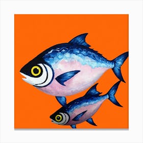 Two Fish On An Orange Background 3 Canvas Print