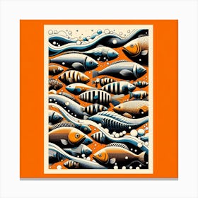 Bunch of fish on orange Canvas Print