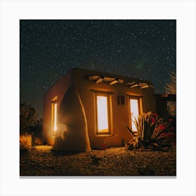 Adobe House At Night Canvas Print