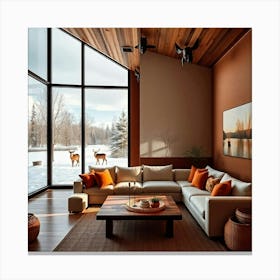 Living Room With Fireplace 2 Canvas Print