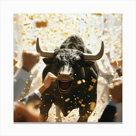 Bull Running In The Stock Market Canvas Print