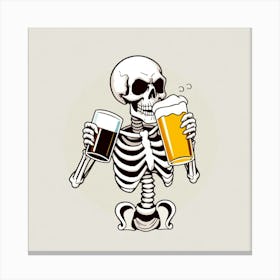 Skeleton Drinking Beer 3 Canvas Print