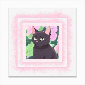 Black kitten abstract art Canvas Print