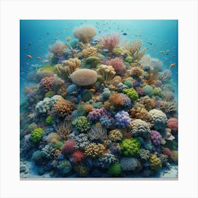 Undersea Paradise: Exploring the Enchanting Depths of a Thriving Coral Reef Ecosystem, Where Vibrant Marine Life Flourishes Amidst a Kaleidoscope of Colors and Intricate Formations Canvas Print