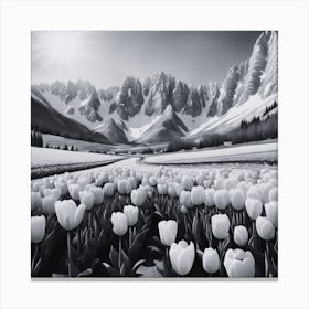 Tulips In The Snow Canvas Print