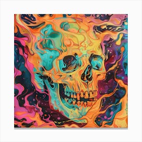 Skull In Flames 3 Canvas Print