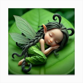 Fairy Girl Sleeping On A Leaf Canvas Print