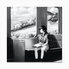 Girl Sitting On A Train Canvas Print