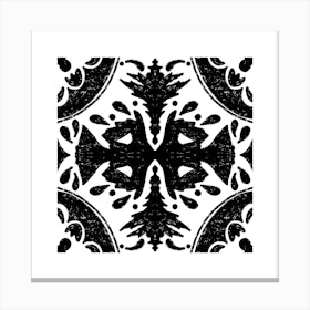 Black And White Floral Pattern 17 Canvas Print