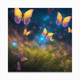 Butterflies In The Night Sky Canvas Print