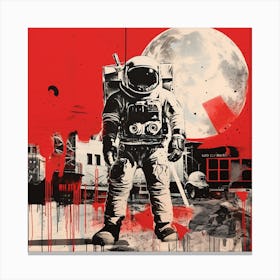 Astronaut On The Moon 2 Canvas Print