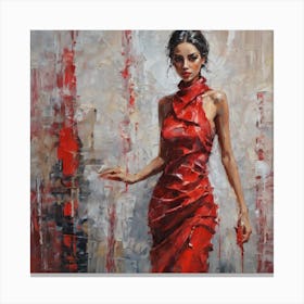 Woman In Red Dress Canvas Print