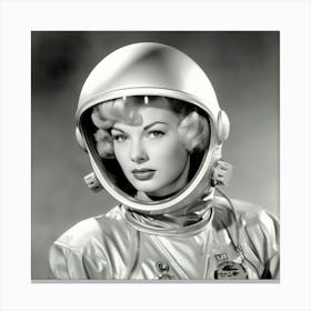 Vintage astronaut woman 1 Canvas Print