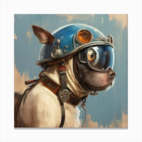 Dog In A Helmet Canvas Print